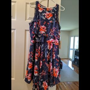 Navy dress with floral print